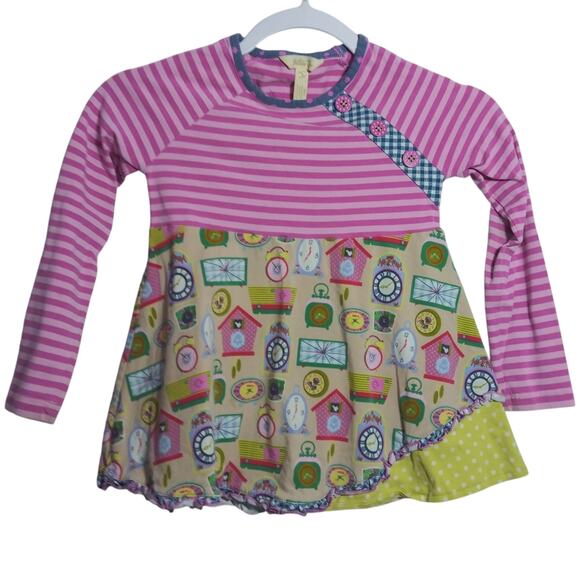 Matilda Jane In Disguise Swing Long Sleeve Striped Pink Clock Top Size 6 - Picture 2 of 5
